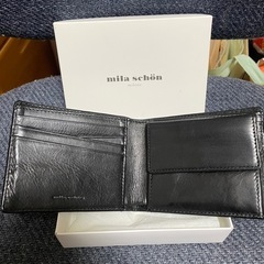 mila schon ブラックレザー 二つ折り財布の画像