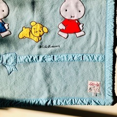 西川 ミッフィー ブランケット 水色 100%ウール ぶる〜なの画像