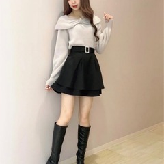 INGNI イング フェザーヤーンオフショルリボンニット セーター ライトグレーの画像