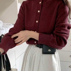 SHEIN DAZY ボルドーニットカーディガン の画像