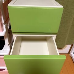 チェスト引き出し、4段収納ケース、グリーンの画像