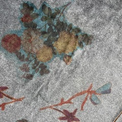 ウール 生地 グレー 花柄 手芸 アンティーク風 ボタニカル 植物 モチーフの画像