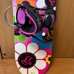 花柄スノーボード板&ビンディングの画像