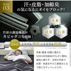 決まりましま！GOKUMIN マットレス 高反発マットレス 厚さ5cm 硬め 180N 耐圧分散 消臭 抗菌 ウレタン 高密度32D ベッドマット 高反発 敷布団 極眠 (ブラック クイーン 長さ195cm) の画像