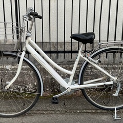 ＜整備済＞ブリヂストン・アルベルト・27インチ自転車 ホワイト・内装5段変速 LEDライト・後輪タイヤ/荷台/スタンド/グリップ/ シフトカバー新品交換済で超お得品！の画像