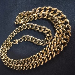  N51*《ゴールド》*ステンレス＊7mm喜平チェーンネックレスSSTの画像