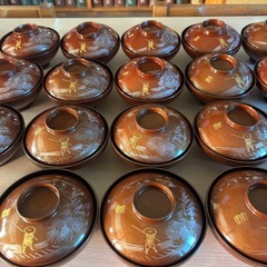 朱塗 椀 20個あります。『秋湖独釣』
の画像