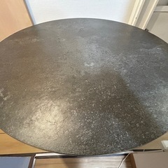 大理石柄ガラス丸テーブル80cm 1本脚 引取の画像