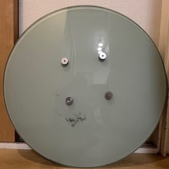 大理石柄ガラス丸テーブル80cm 1本脚 引取の画像