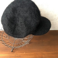 ★アンゴラ★ キャスケット黒　毛糸ビーニー　帽子　の画像