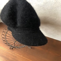 ★アンゴラ★ キャスケット黒　毛糸ビーニー　帽子　の画像