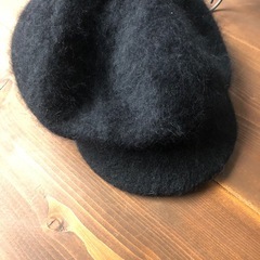 ★アンゴラ★ キャスケット黒　毛糸ビーニー　帽子　の画像