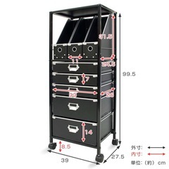 多段チェスト　5段　スリム　ブラック　キャスター付きの画像