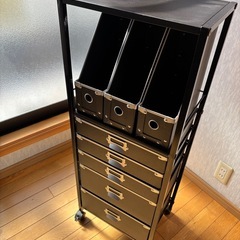 多段チェスト　5段　スリム　ブラック　キャスター付きの画像