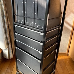 多段チェスト　5段　スリム　ブラック　キャスター付きの画像