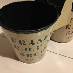 ★2連　鉢★英語　ブリキ　アルミ　多肉植物　植えの画像