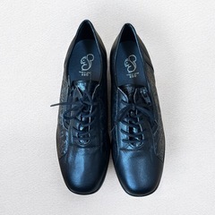 GS 日本製 コンフォートシューズ 23cm 黒 花柄の画像