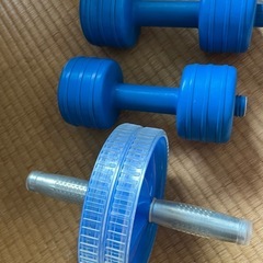 腹筋ローラーとダンベルの画像