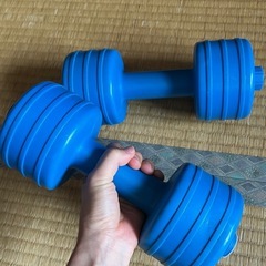 腹筋ローラーとダンベルの画像