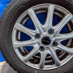 ☆軽自動車スタッドレス☆　Exsteer 13インチ 4.0J PCD100 4穴 ET45 ハブ径約67 ダンロップ ウィンターマックスX 155/65R13 2019年 4本 SO86の画像