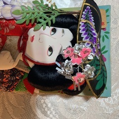 K AWA S AK I河寿特選。羽子板 伝統的和装人形、レトロ　羽根付き。箱。の画像