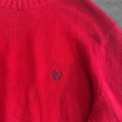 CHAPS 刺繍ロゴ ラルフローレン コットンニットセーター レッド XL相当の画像