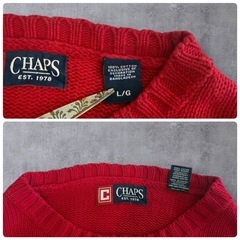 CHAPS 刺繍ロゴ ラルフローレン コットンニットセーター レッド XL相当の画像