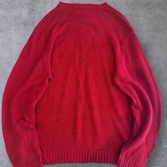 CHAPS 刺繍ロゴ ラルフローレン コットンニットセーター レッド XL相当の画像