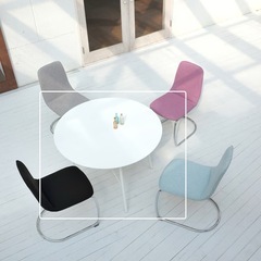 白　ダイニングテーブル   円形の画像