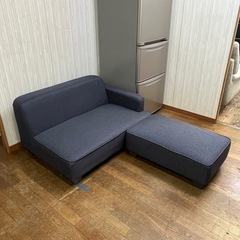 激安販売!! 2人掛けソファ オットマン付き カウチソファ ローソファの画像