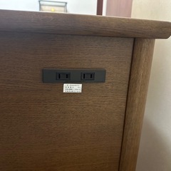 木製 デスク ワゴン付きの画像