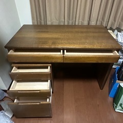 木製 デスク ワゴン付きの画像