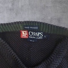 CHAPS 刺繍ロゴ ラルフローレン コットンニットセーター ネイビー XL相当の画像