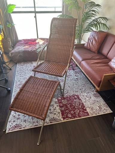 ラタン リクライニングチェア (K) 百合ヶ丘の椅子《座椅子》の中古