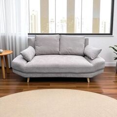ソファ　ブライト2P　　ゆったり座面　　2人掛け　　グレー　ソファーベットの画像