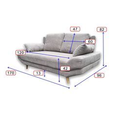 ソファ　ブライト2P　　ゆったり座面　　2人掛け　　グレー　ソファーベットの画像