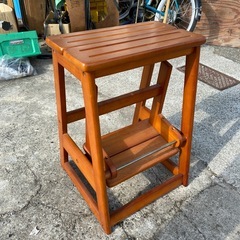 【お取引中】中古　ステップ　チェアー 2段 木製 ステップ台 はしご 踏み台 レトロの画像
