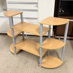 【超美品‼️】山善 111cm幅システムラック キャビネット オープンラック 多目的棚 リビング収納家具 木目調ブラウン♪の画像