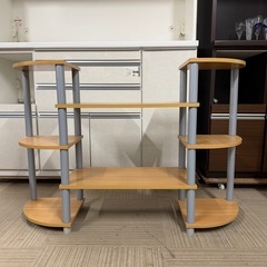 【超美品‼️】山善 111cm幅システムラック キャビネット オープンラック 多目的棚 リビング収納家具 木目調ブラウン♪の画像