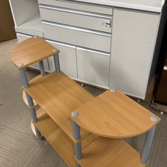 【超美品‼️】山善 111cm幅システムラック キャビネット オープンラック 多目的棚 リビング収納家具 木目調ブラウン♪の画像