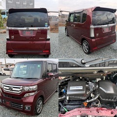 車検2年付！コミコミ価格🚗平成28年式ホンダN-BOXカスタムSSパッケージ！後期型！両側パワースライドドア　衝突軽減ブレーキサポートシステム　プッシュスタート　ETC シートヒーター　シートクーラー　電動格納ミラー　リアサンシェード　Bluetooth リアテーブル　タイミングチェーン式エンジン　ディーラー車の画像