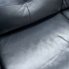 ② 2.5人掛けソファ 幅186×奥80×高91cm 革製 ブラック 背もたれ取り外し可能 2Pソファ 札幌市 清田区 平岡の画像