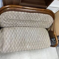 【リサイクルショップどりーむ荒田店】No.2932 ラタンのソファ 二人掛け レトロの画像
