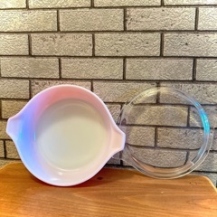 【お取引中】お譲りします❤️【希少】❤️USAビンテージキャセロール❤️グーズベリー  ピンク❤️JR伊丹駅前の画像