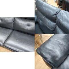 ③ 2.5人掛けソファ 幅186×奥80×高91cm 革製 ブラック 背もたれ取り外し可能 2Pソファ 札幌市 清田区 平岡の画像