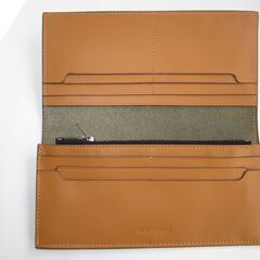 メンズ 栃木レザー 長財布 本革 大容量 牛革 小銭入れ 無地 男性 紳士用 (グリーン)新品未使用 開封済みです の画像