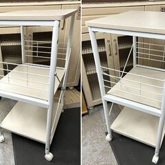 商談中 ニトリ レンジ台 ホワイト 幅49×高さ85cm スライドテーブル キャスター付き キッチン収納 レンジラック☆札幌市 白石店 の画像