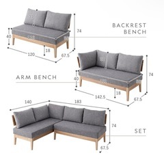 【美品・1年使用】ダイニングテーブル＋L字ソファ／無垢材／引き取り限定 の画像