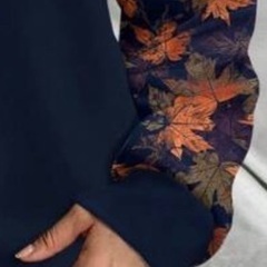 花柄ラグランスリーブ長袖Tシャツ ネイビー 2XLの画像