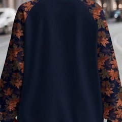 花柄ラグランスリーブ長袖Tシャツ ネイビー 2XLの画像